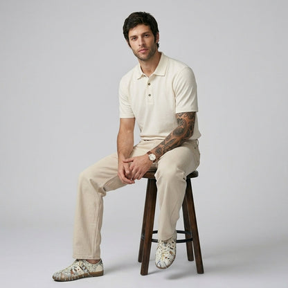 Men's Old Money Combo| Off White Polo & Beige