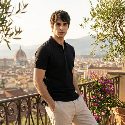 Men's Premium Black Polo Shirt | Cotton Blend