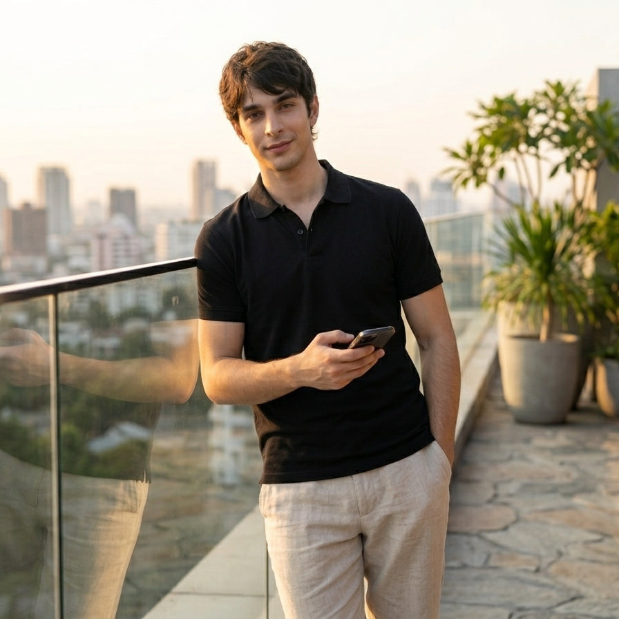 Men's Premium Black Polo Shirt | Cotton Blend
