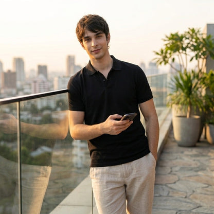 Men's Premium Black Polo Shirt | Cotton Blend