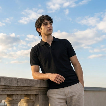 Men's Premium Black Polo Shirt | Cotton Blend