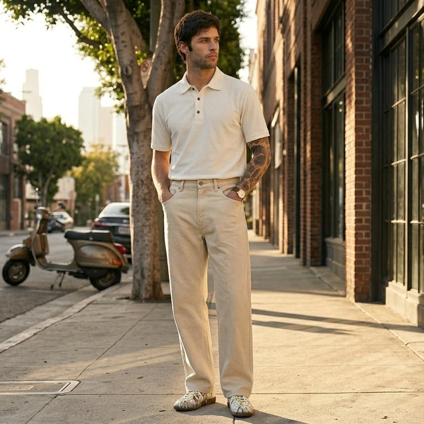 Men's Old Money Combo| Off White Polo & Beige