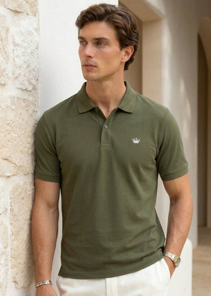 Men's Premium Olive Green Polo Shirt | Cotton Blend