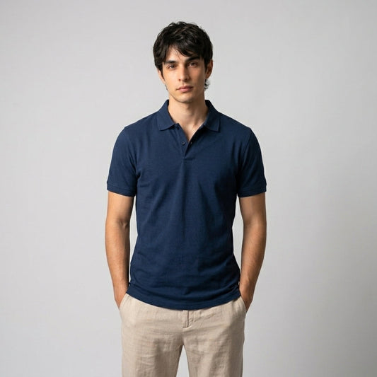 Men's Premium Navy Blue Polo Shirt | Cotton Blend