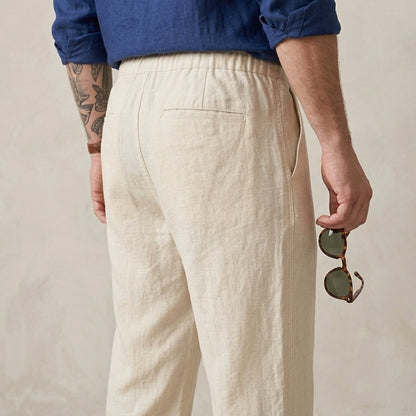 Men's Premium Off-White Linen Trousers | Relaxed Fit Pants