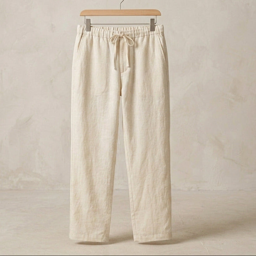 Men's Premium Off-White Linen Trousers | Relaxed Fit Pants