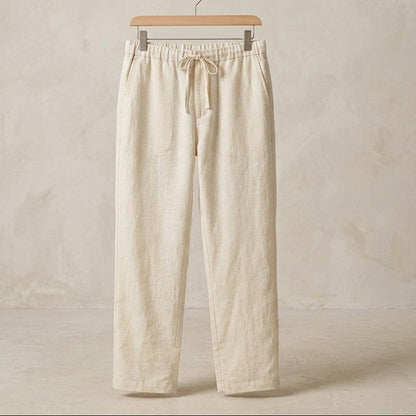 Men's Premium Off-White Linen Trousers | Relaxed Fit Pants