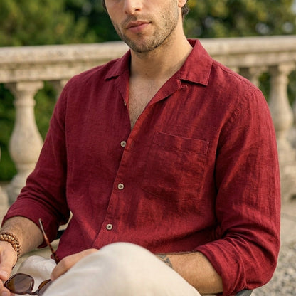 Men's Old Money Style Set | Maroon Shirt & Off-White Pants Combo