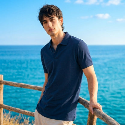 Men's Premium Navy Blue Polo Shirt | Cotton Blend